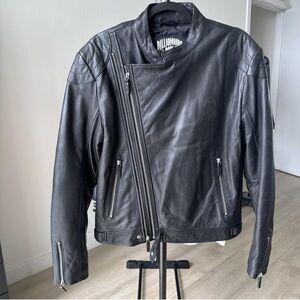 BBC BILLIONAIRE BOYS CLUB WOLFMAN Black Leather Motocycle Jacket Medium MINT